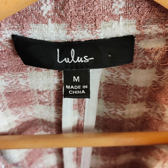 LULUS Women's Pink Plaid Double-Breasted Jacket - Picture 7 of 16